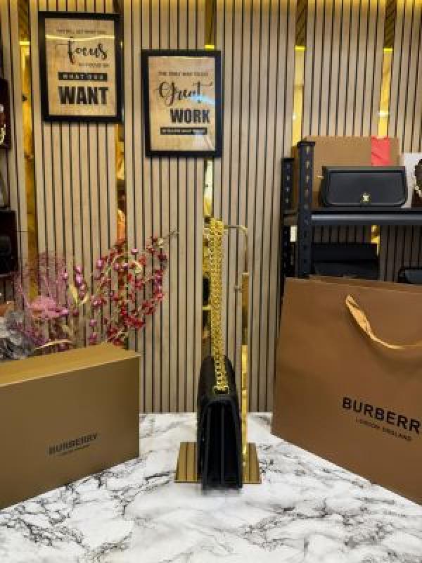 Burberry TB Monogram Quilted Shoulder Bag With Box And Dust Bag (Black)