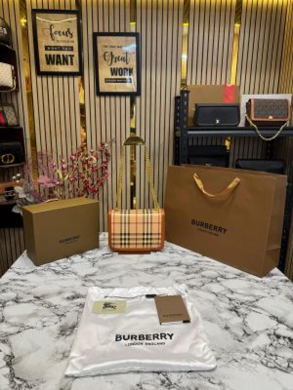 Burberry TB Monogram Quilted Shoulder Bag With Box And Dust Bag (brown)