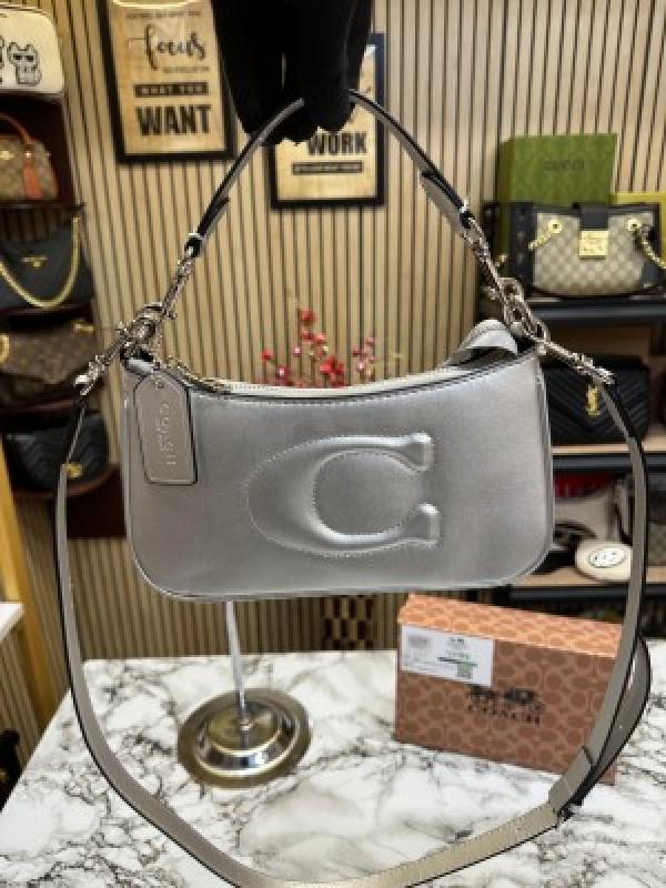 Coach Teri Shoulder Bag With Box And Dust Bag (Silver)