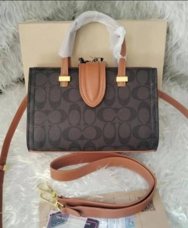 COAC H TRENDY SIGNATURE SATCHEL BAG WITH OG BOX AND DUST BAG PREMIUM QUALITY (COFFEE BROWN)