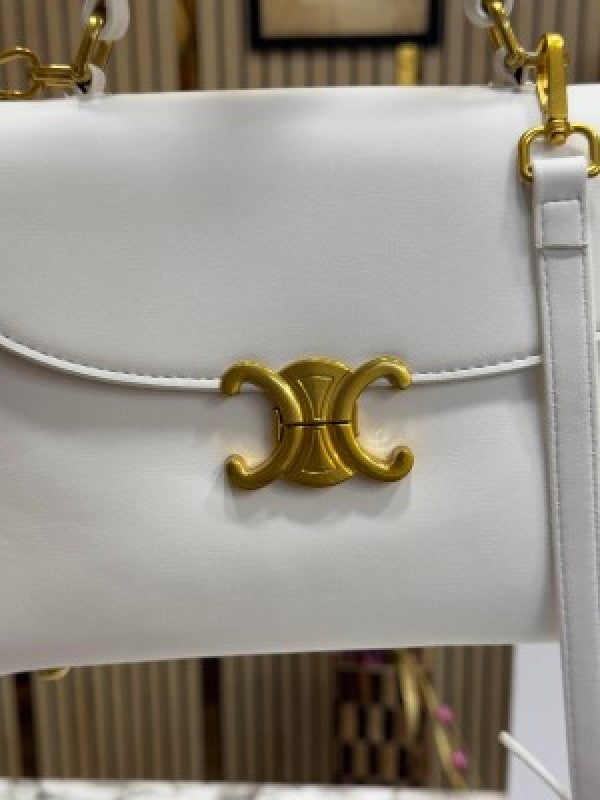 Celine Triomphe Classic Bag With Box And Dust Bag (White)