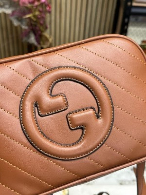 GUCC I SOHO LEATHER HANDBAG WITH OG BOX AND DUST BAG (BROWN) (S5)