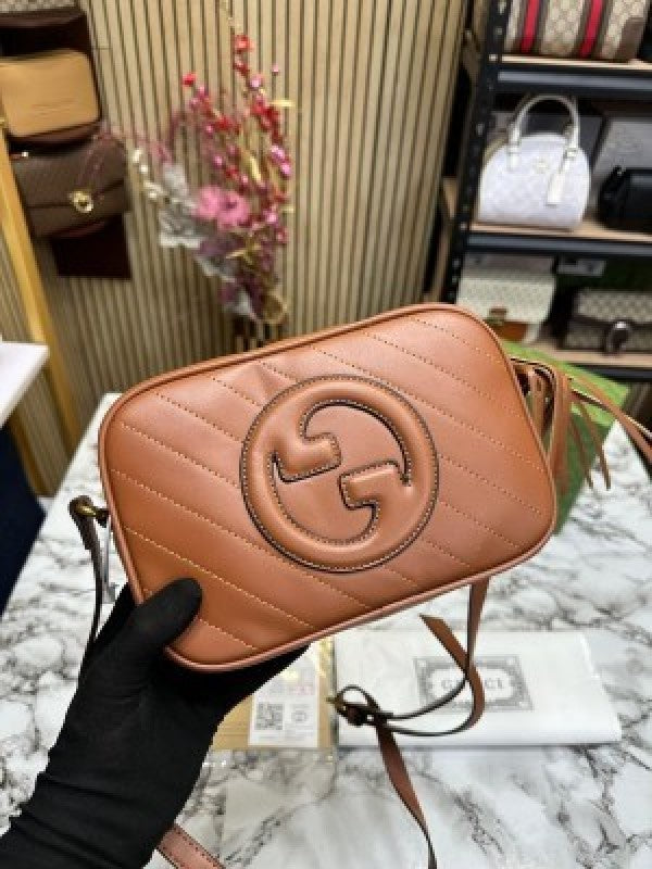 GUCC I SOHO LEATHER HANDBAG WITH OG BOX AND DUST BAG (BROWN) (S5)