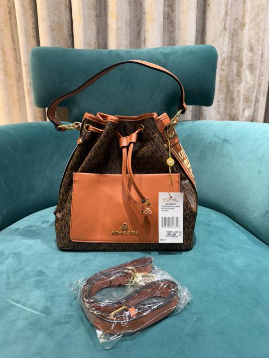 Michael Kors Maeve Medium Bucket Bag With Dust Bag Coffee Brown 100829
