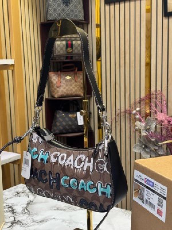 COACH PREMIUM SLING BAG WITH DOUBLE BOX AND DUST BAG INCLUDING CARRYBAG (BROWN GRAFFITI)