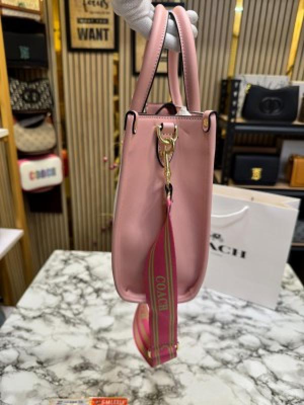 Coach Signature Canvas Shoulder Bag Tote With CarryBag (Pink)