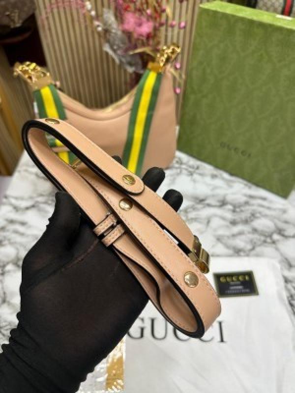 GUCC I ATTACHE LEATHER LARGE SHOULDER BAG WITH BOX AND DUST BAG (APRICOT) (S18)