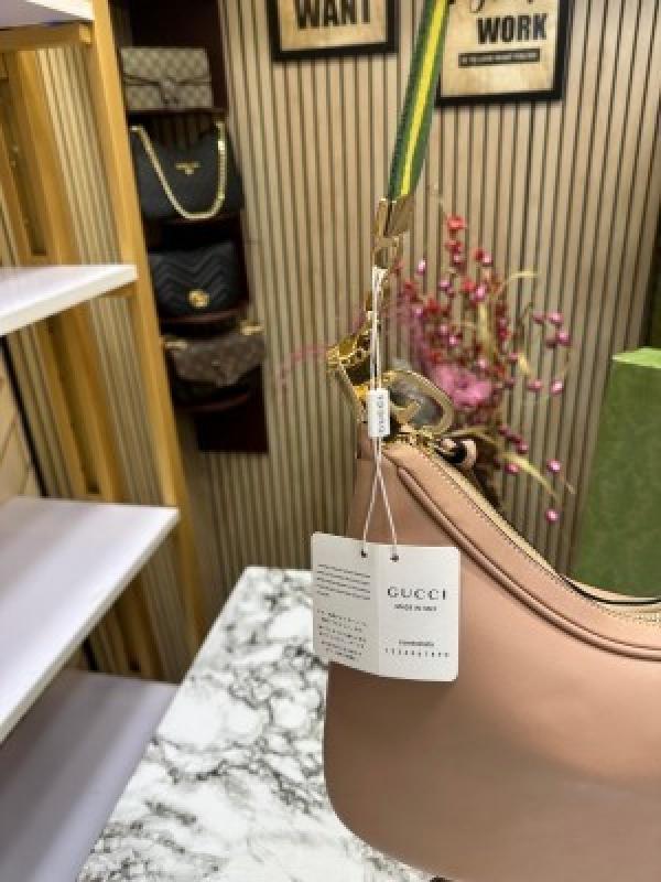 GUCC I ATTACHE LEATHER LARGE SHOULDER BAG WITH BOX AND DUST BAG (APRICOT) (S18)