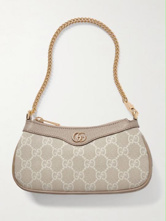 Gucci Ophidia Mini GG Canvas Chain Shoulder Bag With OG Box & Dust Bag 88333 Beige