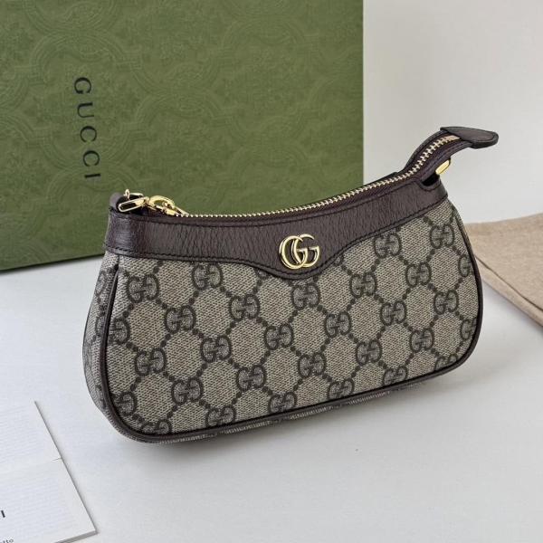 Gucci Ophidia Mini GG Canvas Chain Shoulder Bag With OG Box & Dust Bag 88333 Brown With Khakhi