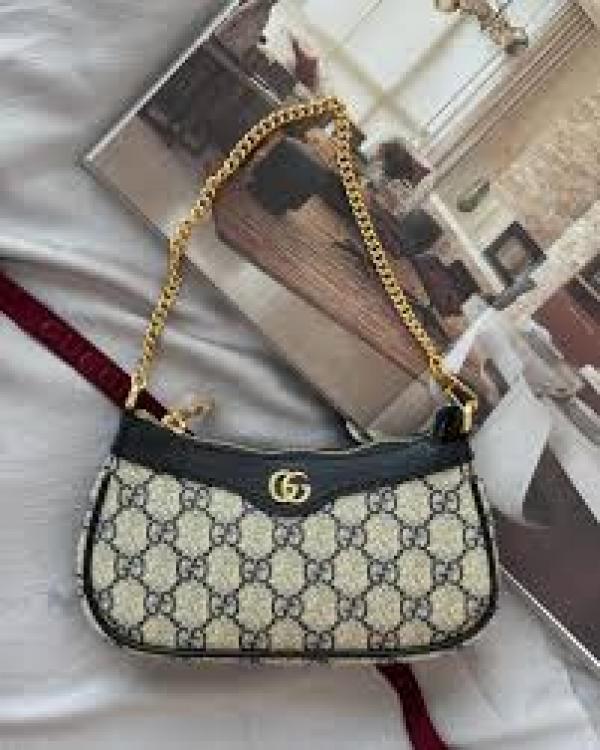 Gucci Ophidia Mini GG Canvas Chain Shoulder Bag With OG Box & Dust Bag 88333 Black