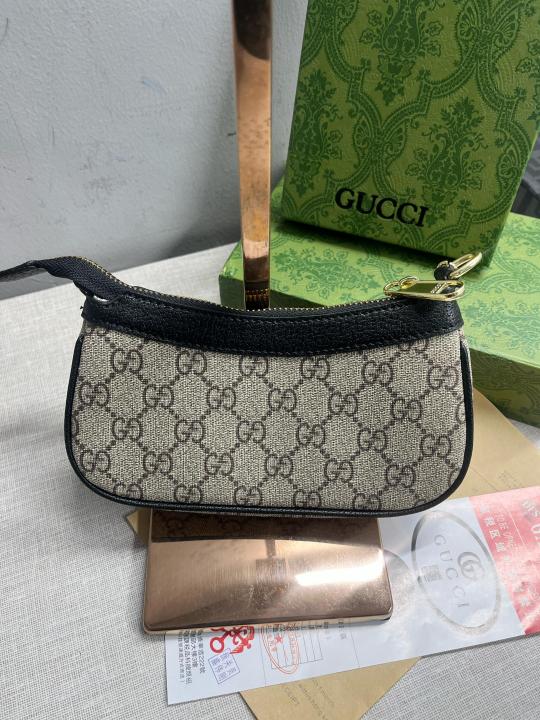 Gucci Ophidia Mini GG Canvas Chain Shoulder Bag With OG Box & Dust Bag 88333 Black