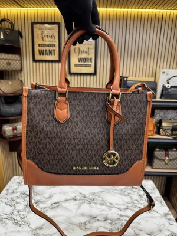 Michael Kors Sheila Satchel Bag With Dust Bag (Brown)