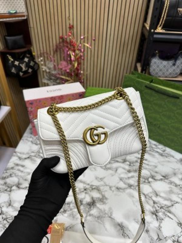 GUCC I MARMONT DOUBLE BOX PREMIUM QUALITY WITH DUST BAG AND BILL INCLUDING CARRY BAG (WHITE) 8257