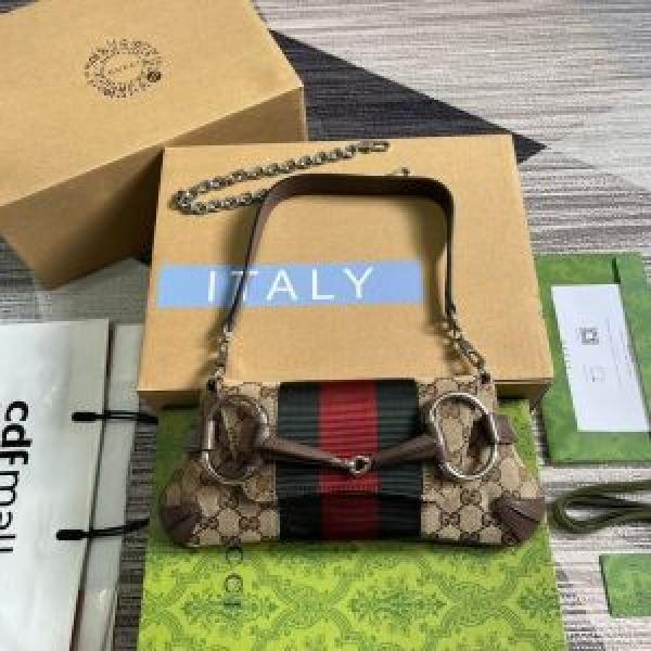 GUCCI Horsebit Small Gg Canvas Shoulder Bag With magnetic box 5315