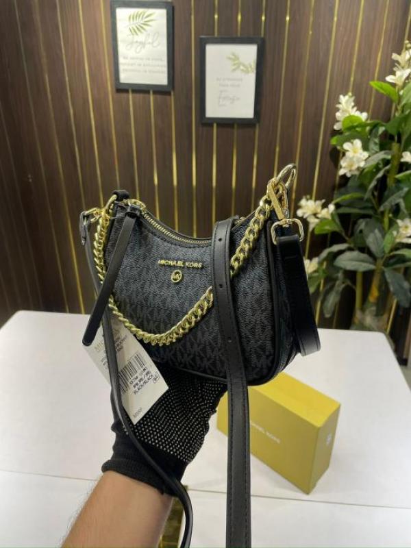 Michael Kors MK Jet Set Charm Small Logo Pochette With OG Box (5575 Black)