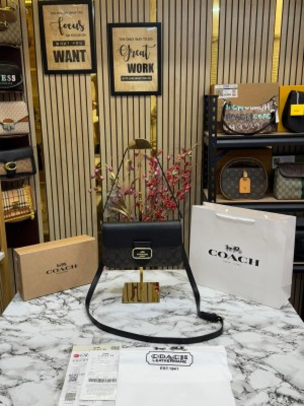 Coach Morgan Suare Crossbody In Colorblock Signature Canvas With Box And DustBag Including CarryBag (Coffee)