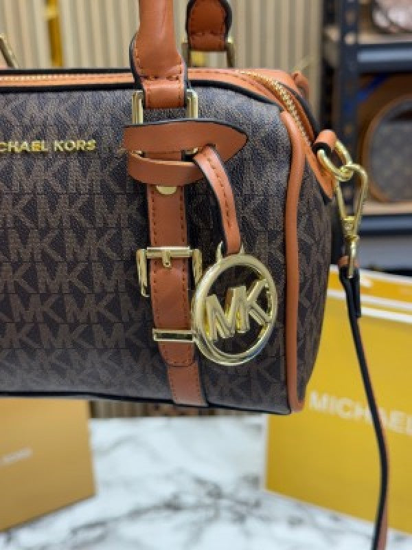 Michael Kors Bedford Legacy Extra Small Logo Duffle Crossbody Bag With Box And Dust Bag Including Carry Bag (Coffee)