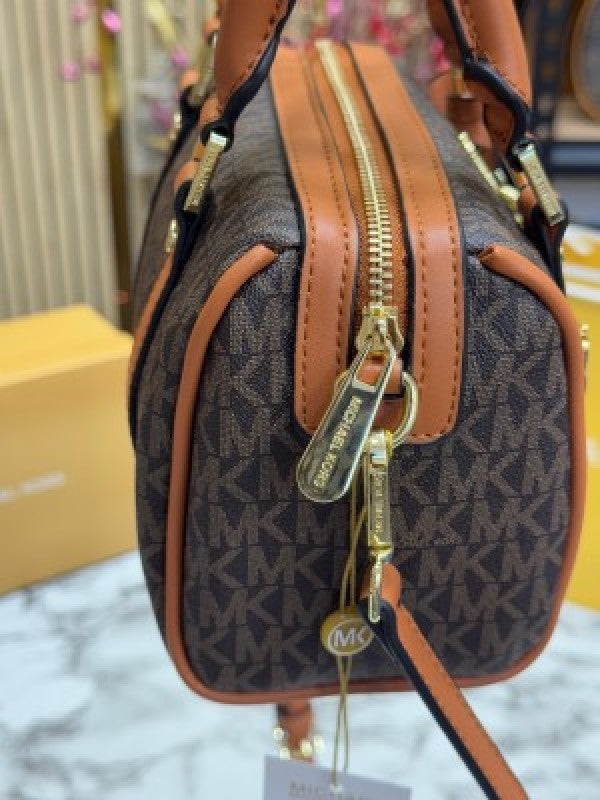 Michael Kors Bedford Legacy Extra Small Logo Duffle Crossbody Bag With Box And Dust Bag Including Carry Bag (Coffee)