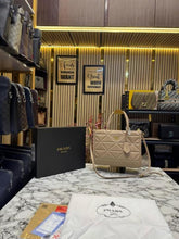 Prad  a Symbol Tote Bag With Box And Dust Bag (Khaki)