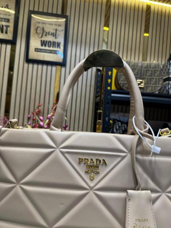 Prad a Symbol Tote Bag With Box And Dust Bag (Khaki)