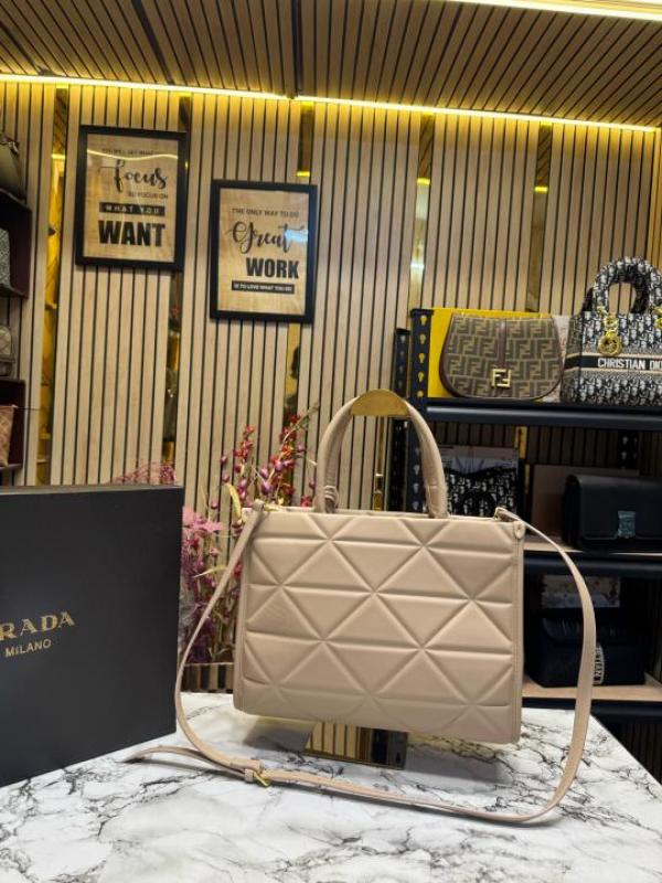 Prad a Symbol Tote Bag With Box And Dust Bag (Khaki)