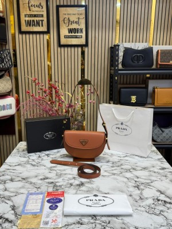 Prada  Moon  Pardieu  Shoulder  Bag  With  Box  And  DustBag  Including  CarryBag  (Brown)