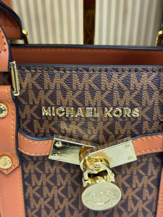 Michael Kors Hamilton Satchel Handbag With Dust Bag (Brown)