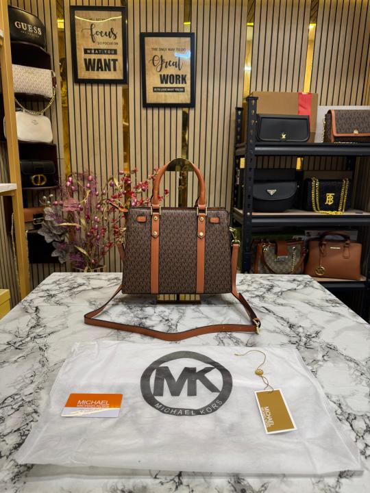 Michael Kors Hamilton Satchel Handbag With Dust Bag (Brown)