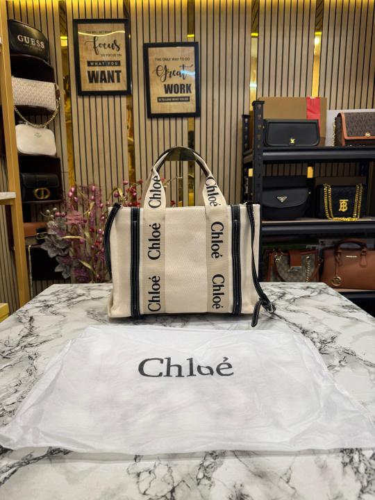 Chloe Premium Quality Handbag With Dust Bag (Cream Black)