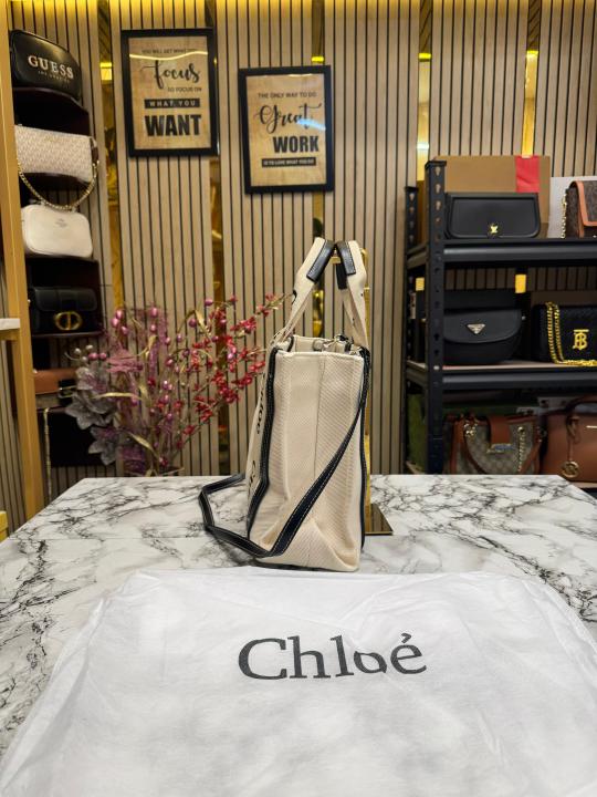 Chloe Premium Quality Handbag With Dust Bag (Cream Black)