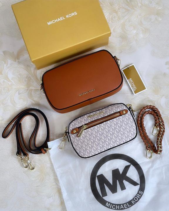 Michaelkors jet pochette with box(100868 biege brown)