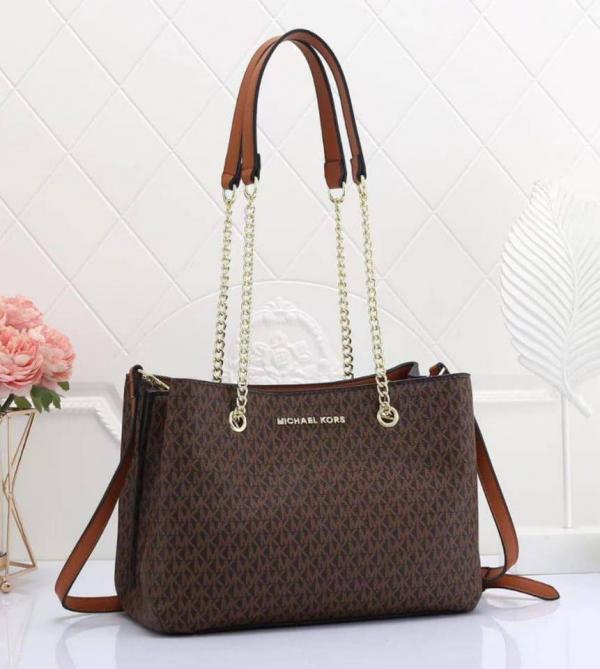 Michael Kors Teagan Large Logo Shoulder Bag With Dust Bag Coffee Brown 70198