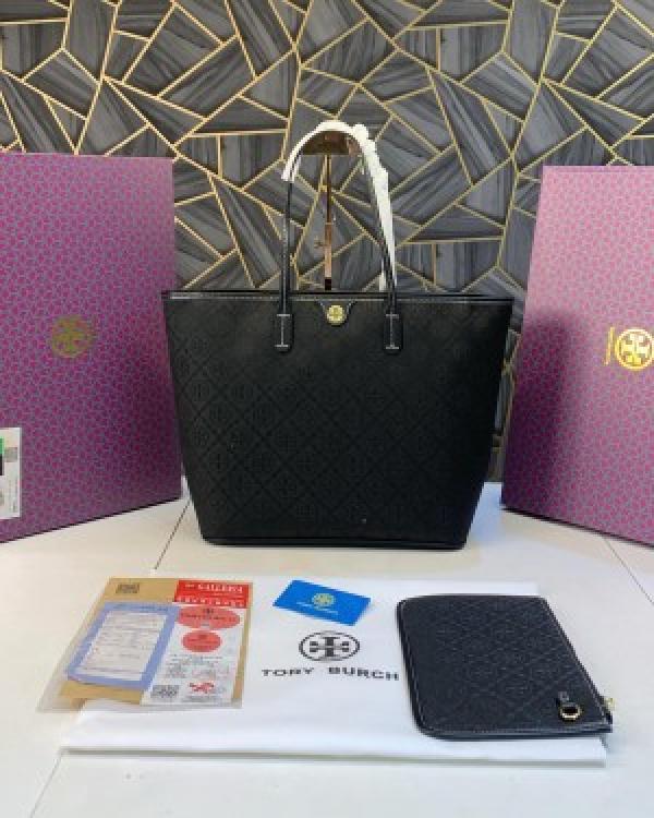 tory burch t monogram tote with og box amp dust bag amp extra pouch 1679