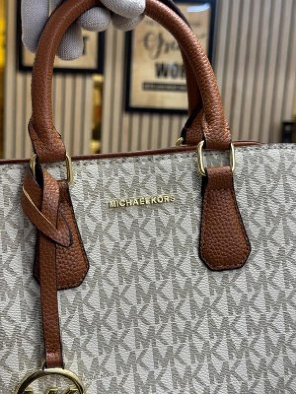Michael Kors Camille Satchel Bag With Box And Dust Bag Including CarryBag (Beige)