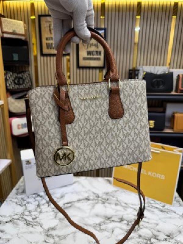 Michael Kors Camille Satchel Bag With Box And Dust Bag Including CarryBag (Beige)