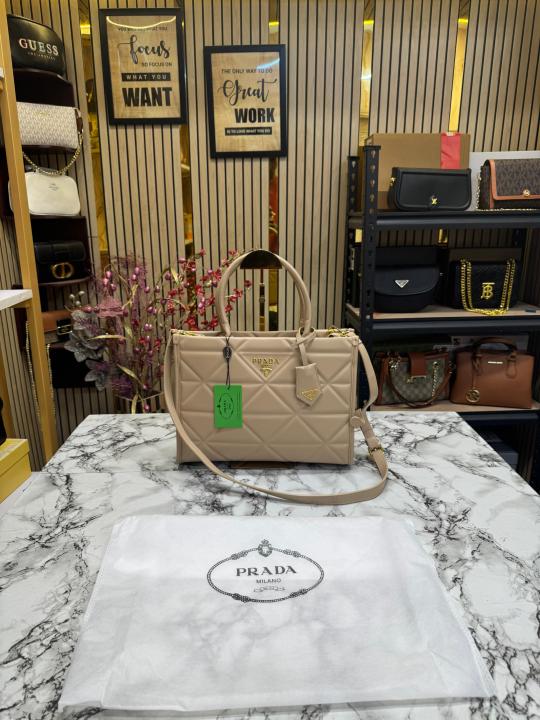 Prada  Symbol  Tote  Bag  Premium  Quality  With  Dust  Bag  (Khaki)