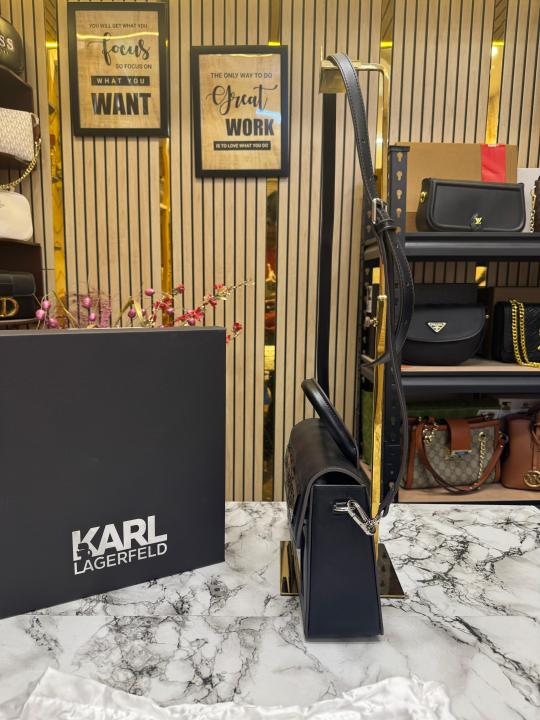 Karl lagerfeld KKushion Pleated Shoulder Bag With Box And Dust Bag (Black)