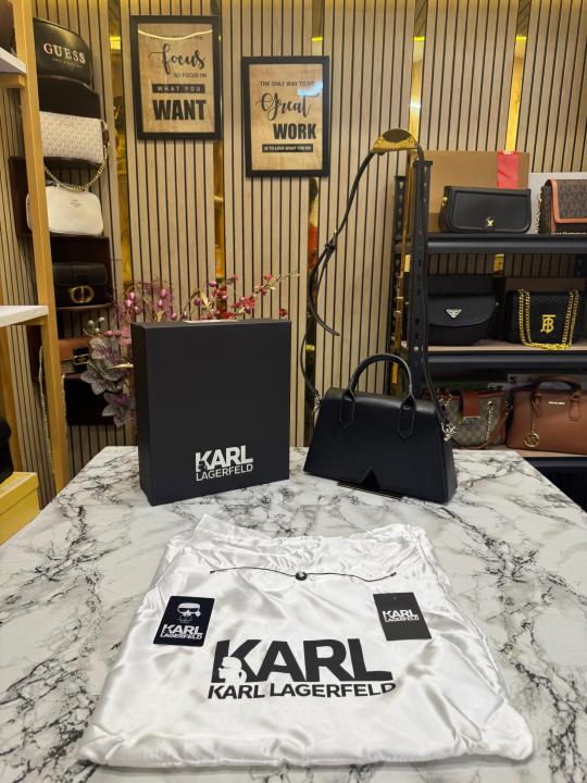 Karl lagerfeld KKushion Pleated Shoulder Bag With Box And Dust Bag (Black)