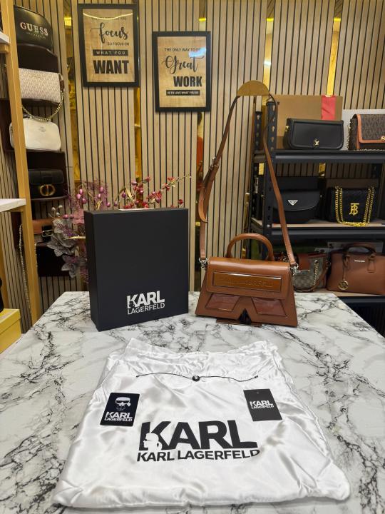 Karl lagerfeld KKushion Pleated Shoulder Bag With Box And Dust Bag (Brown)