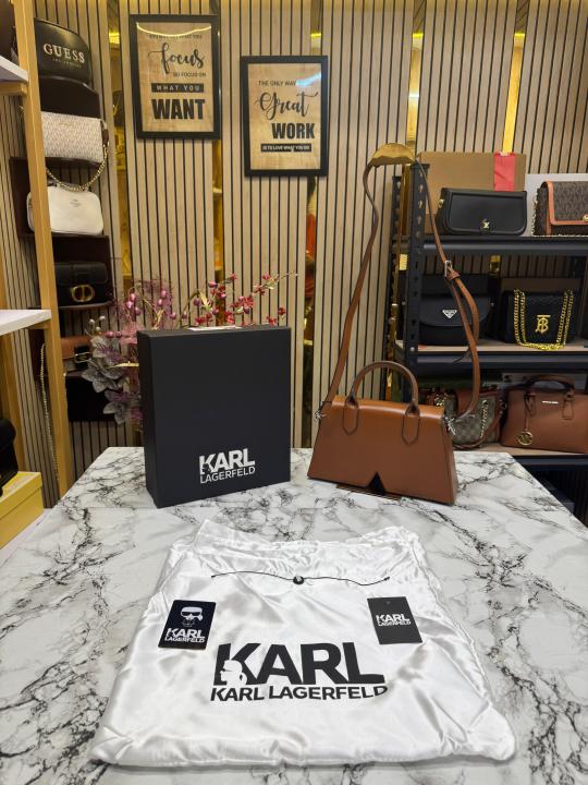 Karl lagerfeld KKushion Pleated Shoulder Bag With Box And Dust Bag (Brown)