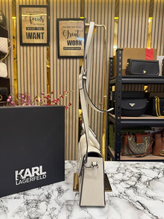 Karl lagerfeld KKushion Pleated Shoulder Bag With Box And Dust Bag (White)