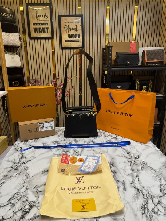 Louis Vuitton Capucines bag V Shaped With Double Og Box And Dust Bag Including Carry Bag (Black)