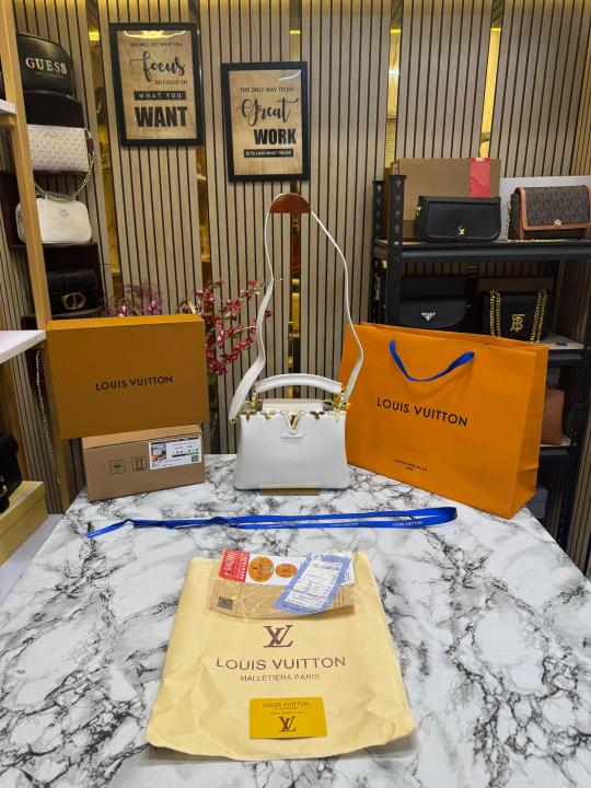 Louis Vuitton Capucines bag V Shaped With Double Og Box And Dust Bag Including Carry Bag (White)