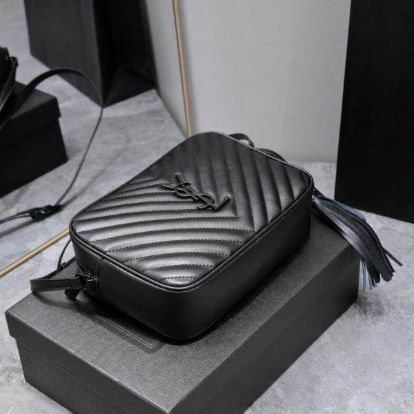 YSL Saint Laurent Paris Black Leather Lou Camera Bag With OG Box & Dust Bag 6054