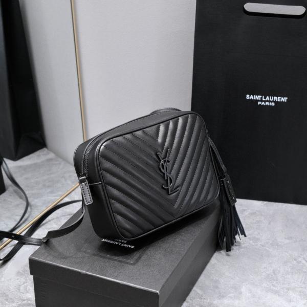 YSL Saint Laurent Paris Black Leather Lou Camera Bag With OG Box & Dust Bag 6054
