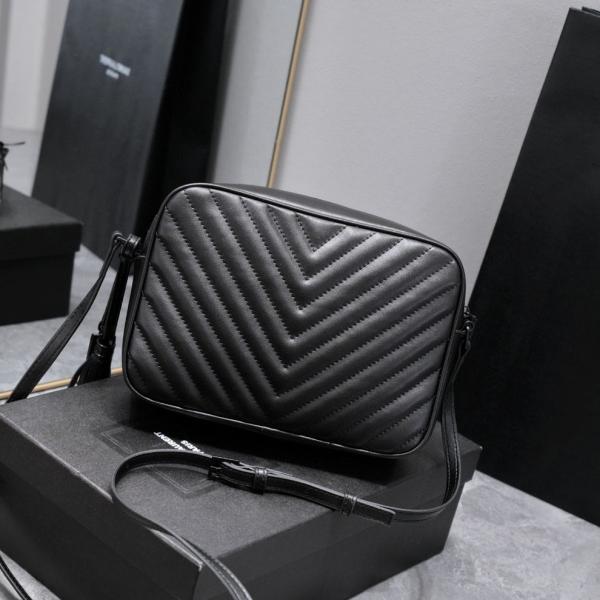 YSL Saint Laurent Paris Black Leather Lou Camera Bag With OG Box & Dust Bag 6054