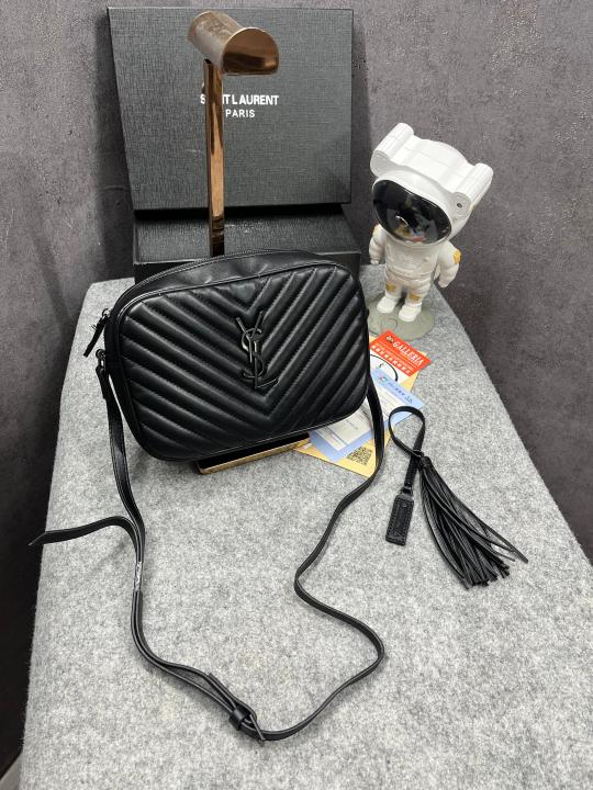 YSL Saint Laurent Paris Black Leather Lou Camera Bag With OG Box & Dust Bag 6054