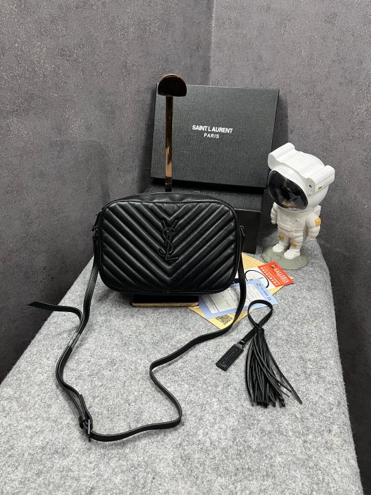 YSL Saint Laurent Paris Black Leather Lou Camera Bag With OG Box & Dust Bag 6054