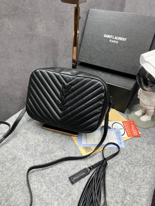 YSL Saint Laurent Paris Black Leather Lou Camera Bag With OG Box & Dust Bag 6054